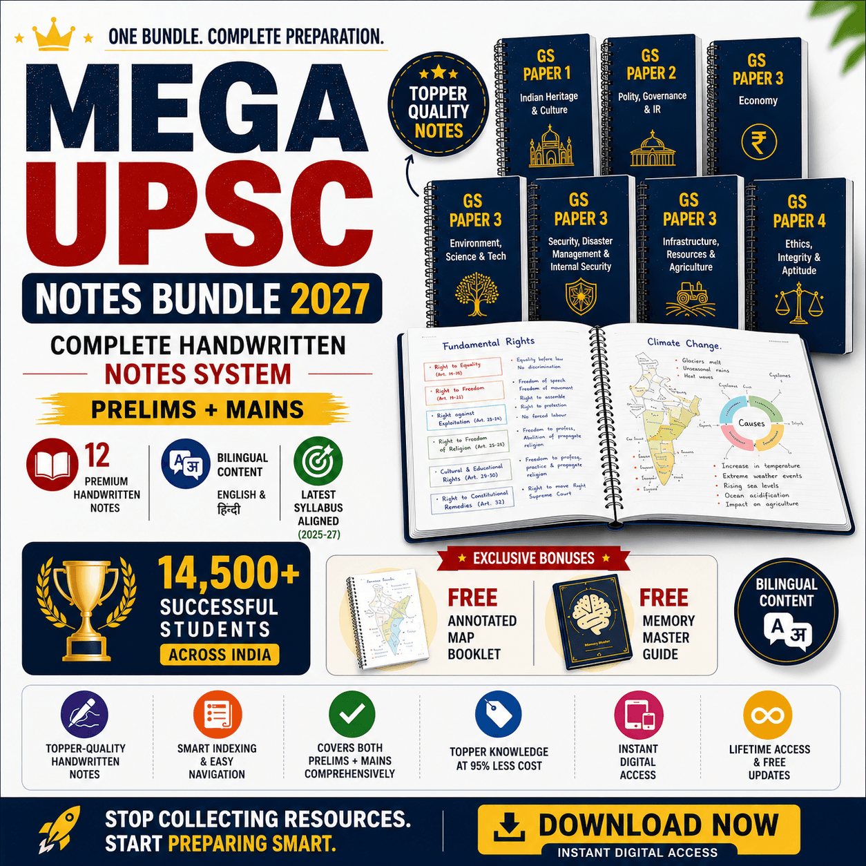 Complete Handwritten Notes for UPSC CSE 2027 | Prelims + Mains